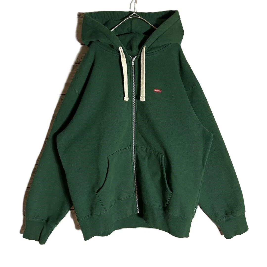 Authentique sweat à capuche zippé intégral SUPREME coton vert homme occasion du Japon taille M