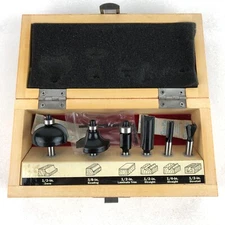 Craftsman 26004 6 Piece Router Bit Set in Wood Box 1/4" Shank Carbide Tipped 