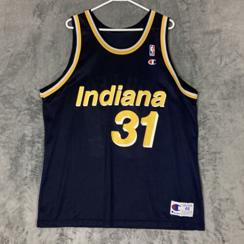 Vintage 90s NBA Reggie Miller Indiana Pacers Champion Jersey Size 48 Made In USA