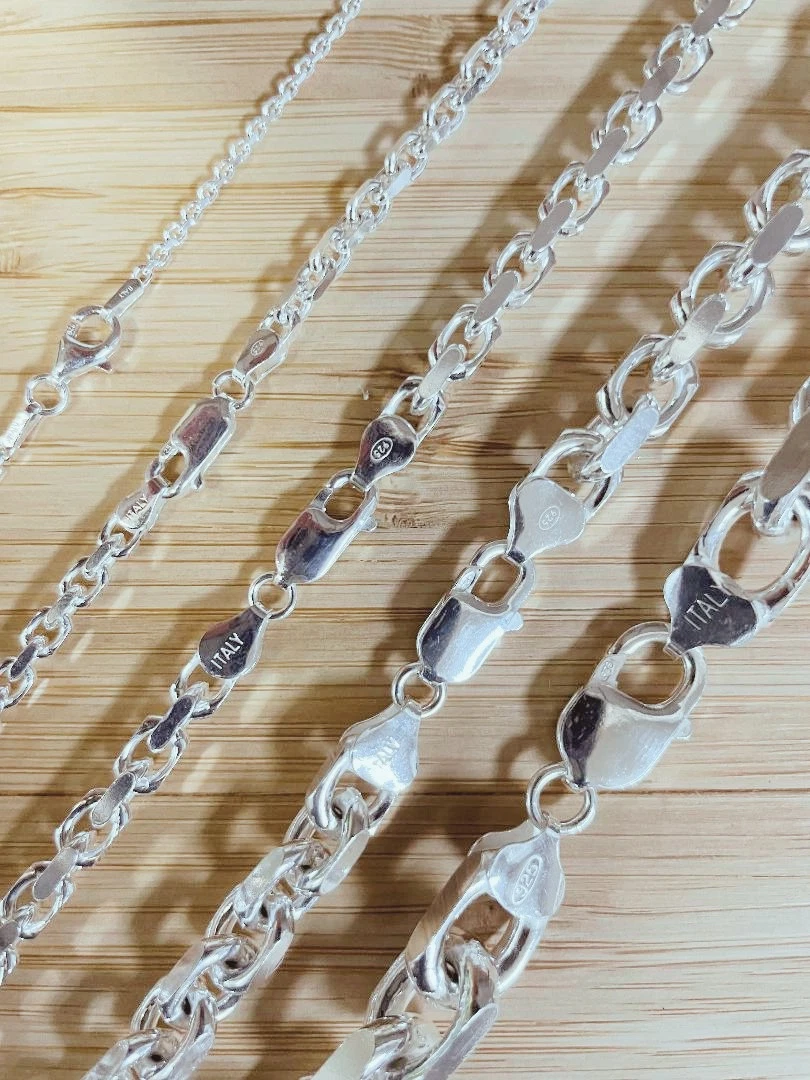 Cadena CUBANA Plata De Ley 925 Solida Con Diamantes MOISSANITE Para Mujer/ Hombre