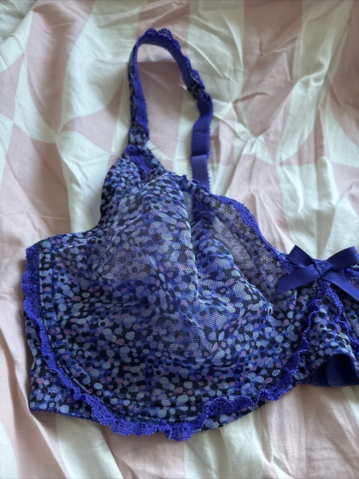 huit choisya полный чашка кружевной бюстгальтер размер 36D фиолетовый цветочный с кружевной отделкой новый с Ярлыками  - Изображение 2 из 4