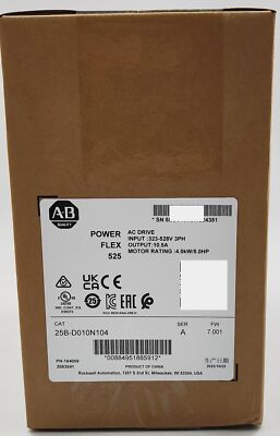AB 25B-D010N104 PowerFlex 525 4kW 5Hp AC Drive TX
