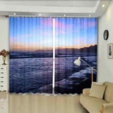straight and endless coastline Printing 3D Blockout Curtains Fabric Window