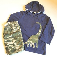 Gymboree Boys 2T Dino Day Camp Dinosaur lightweight Hoodie Camo Shorts Set NWT