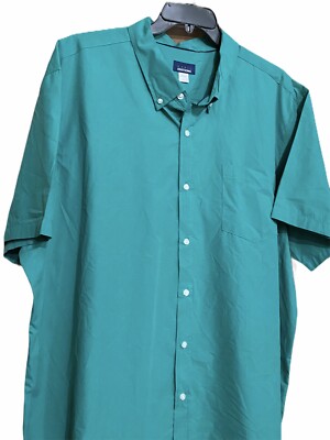 Button Down Dress Big Tall Mens Short Sleeve Shirt 4XL 5XL Green