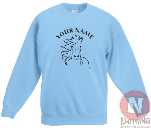 Personalised Horse design sweatshirt Children's equestrian - Just add name - Picture 9 of 13