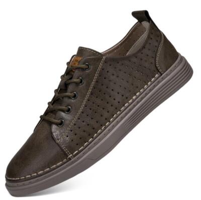 Mens Casual Round Toe Lace Up Sneakers Outdoor Sport Shoes Hollow Board Shoe