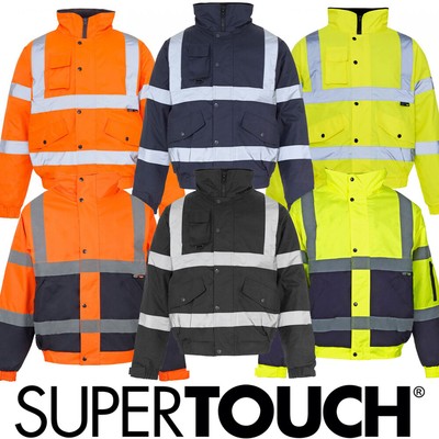 *PREMIUM* HI VIZ VIS VISIBILITY CONTRACTOR SAFETY BOMBER JACKET COAT ...