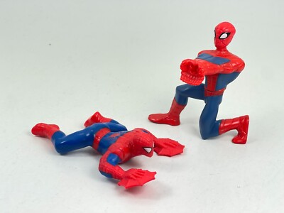 2pc Lot 2010 Marvel Universe SPIDER-MAN McDonalds Blue Red Action Figure 4.5''