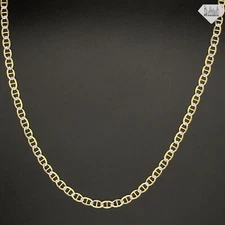 Sterling Silver Two Tone Mariner Link Italian Chain Necklace 2.5MM Thick 925