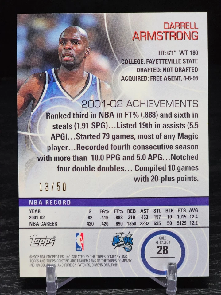 2002-03 Topps Pristine NBA Darrell Armstrong Gold Refractor /50 Magic RARO - Imagem 2 de 2