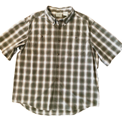 C.E. Schmidt Men's Green Plaid Workwear Shirt  Short Sleeve Shirt Pockets Sz XL
