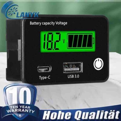 Batterie Kapazität Voltmeter Spannung Anzeige Volt Monitor LCD DC 12V 24V DE