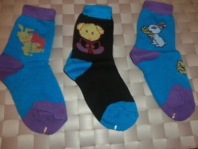 3 Paar Socken türkis/lila/schwarz gemustert für  Jungen Gr. 17-21