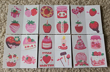 24pcs Strawberry Shortcake Sweets Temporary Tattoos Cute Kids, Teens, Adults