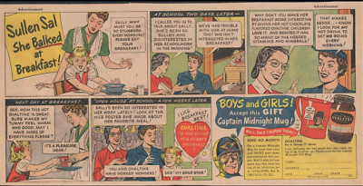 1950's ''Captain Midnight Mug!'' Ovaltine Breakfast Newspaper Comic Ad 2D22