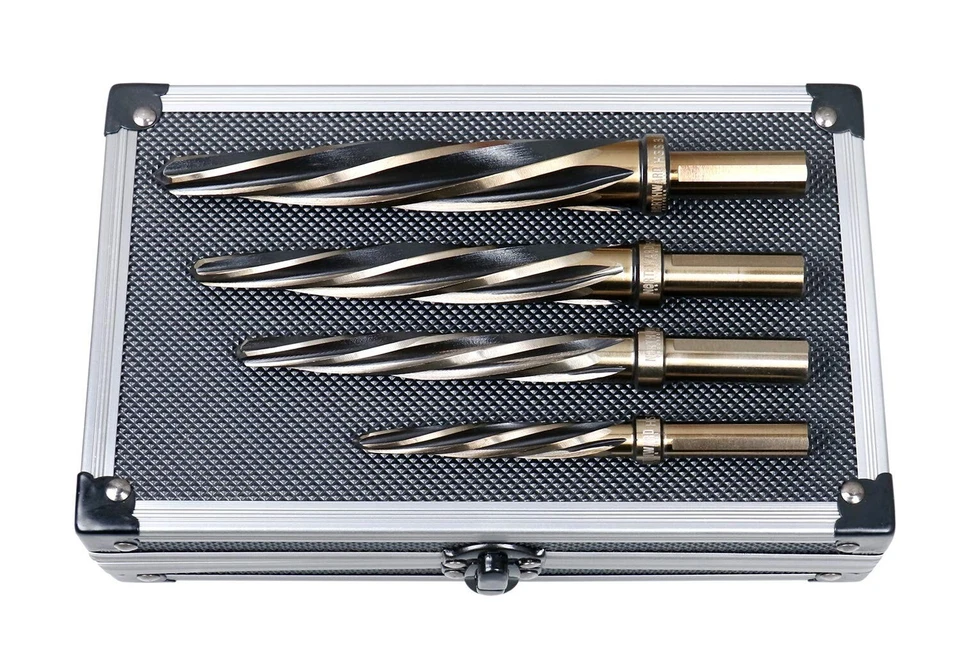 4pcs HSS Taper Chucking Reamer Drill Bit Set 3/8, 1/2, 5/8, 3/4" Reaming Holes - Image 2 of 4