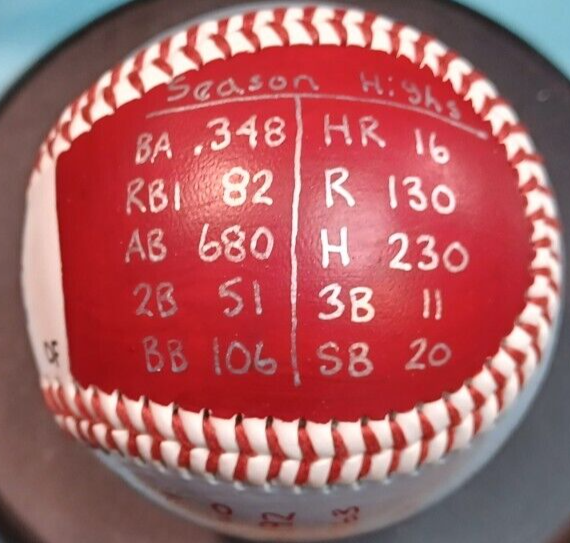 HAND PAINTED BASEBALL PETE ROSE 19631986 CAREER STATISTICS CINCINNATI