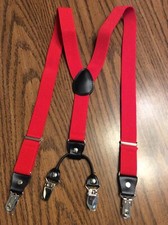 NEW ADJUSTABLE CLIP ON ELASTIC SUSPENDERS BRACES 1 WIDTH RED Youth