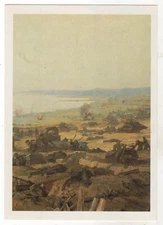 1989 WW2 Military War Crossing the Dnieper Battle Tank Army OLD Russia Postcard