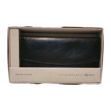 VTG Essentials By Rolfs Black Genuine Leather Wmn's Tri Fold Wallet Checkbook