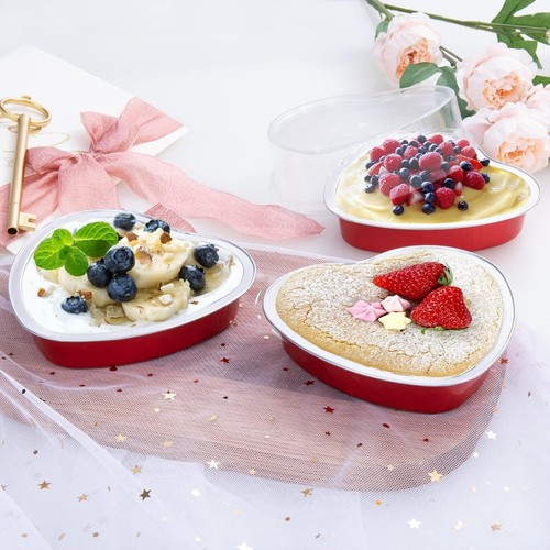Aluminum Foil Mini Heart Cake Pan, 25pcs 9oz Disposable Heart Shaped Cake Pan... - Picture 6 of 6