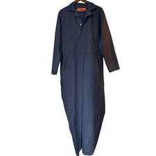 RED KAP Men's Navy Blue Workwear Coveralls Jumpsuit Size 42 RG Leg Zips VGC