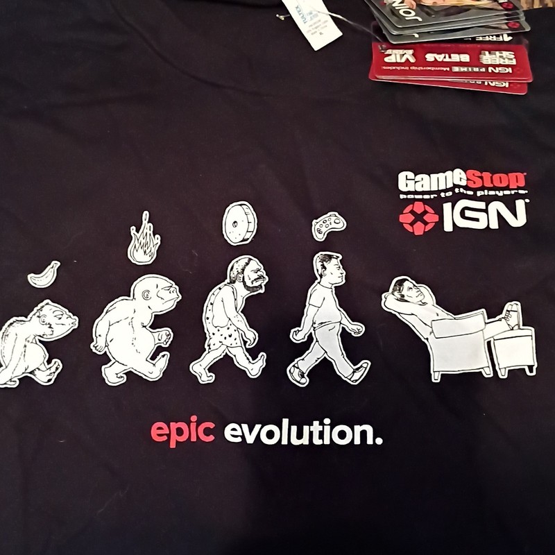 NEW GAMESTOP Tultex Fine Jersey Men's XL Black  Gaming Evolution  IGN T-Shirt