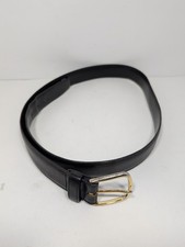 Leegin Black Genuine Leather Belt 43 Inches Made In USA Solid Brass Buckle