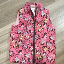 Disney Minnie Mouse Pink Puffer Vest Girls Size 6 Sleeveless Cartoon Outerwear