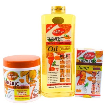 Veet Gold Turmeric Super  Oil Body Cream & Soap Set For Skin Repair 7 D