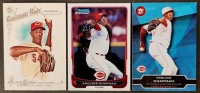Aroldis Chapman - 3 Card Lot -  Bowman Chrome / Topps Town / Cincinnati Reds 