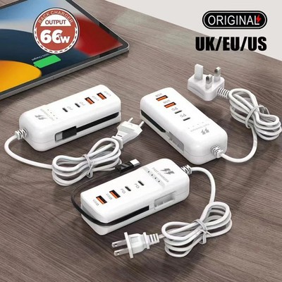 66W Multi Port Fast Charger USB Type C Quick Charging Hub Adapter Wall Charger w