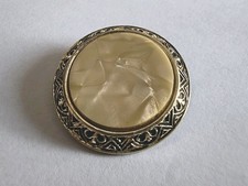 Vintage Tuchhalter Schalclip Brosche  Perlmutteinlage Filigran Hold Ton Edel