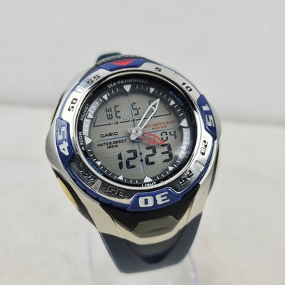 VINTAGE CASIO SEA-PATHFINDER SPF-60 ANA-DIGI ALTI DEPTH BAROMETER MEN'S WATCH 