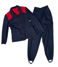 Vintage White Stag Ski Togs Ski Suit Reversible Jacket Pants Set Navy Red