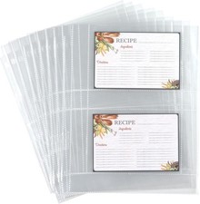 8.5 x 11 Inch Recipe Card Page Protectors, 25 Count - 2 Pocket Side Loading