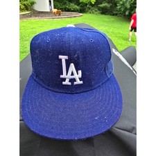 Vintage New Era LA Dodgers Fitted Hat 6 5/8 Blue 100% Wool MLB Made in USA Cap