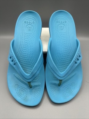 Crocs Kadee II Womens 9 Flip Flops Turquoise/Green Comfort Shoes Sandal Thong 24