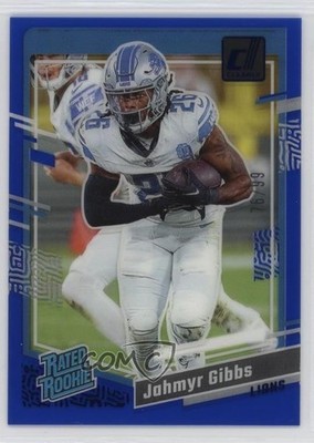 2023 Panini Clearly Donruss Rated Blue /99 Jahmyr Gibbs #62 Rookie RC 0rd2