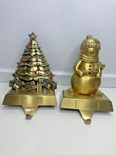 Things Remembered Christmas Tree Stocking Holder Swarovski Crystals Bronze