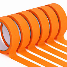 Masking Tape 1 Inch 6 Rolls Orange Painters Tape Easy Removal 0.94in 22yd