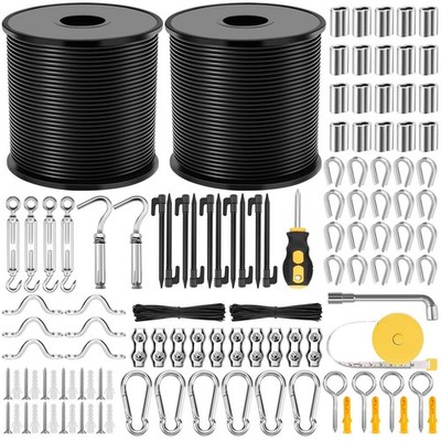 215Pcs String Light Hanging Kit, Outdoor Light Guide Wire Rope with 240FT Nyl...