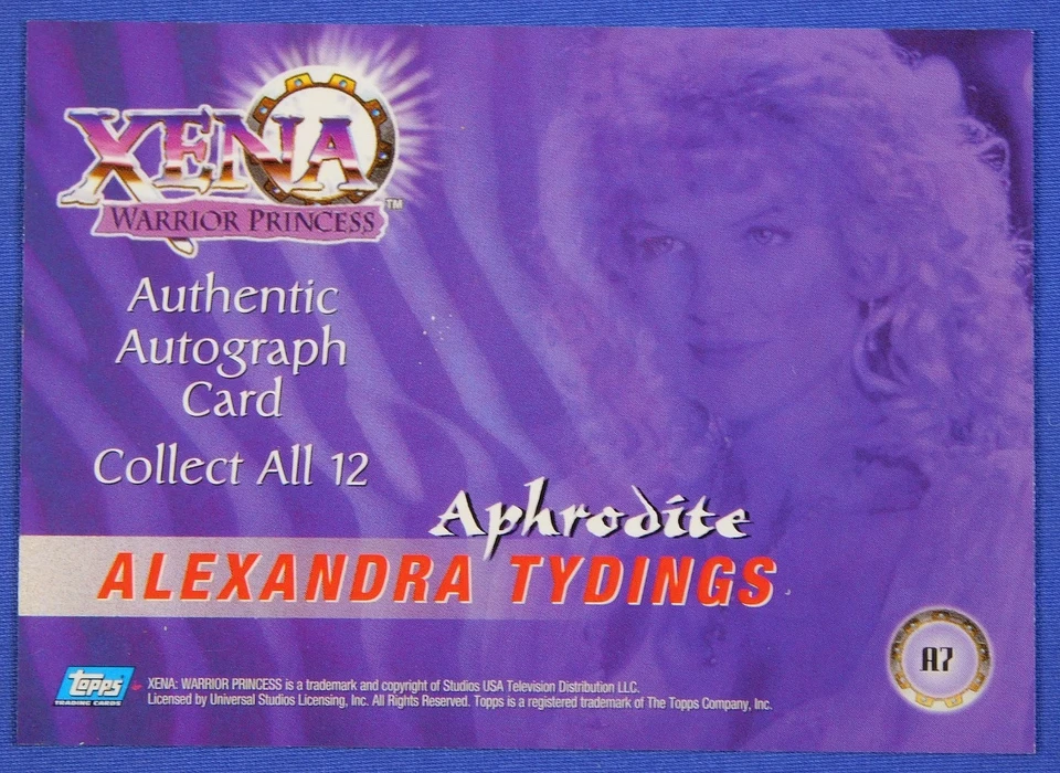 TOPPS XENA SERIES 2 ALEXANDRA TYDINGS/APHRODITE A7 AUTOGRAPH CARD - Image 2 of 2