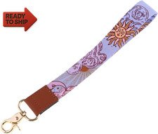 Cute Wrist Lanyard for Keys Purple Wristlet Lanyard Key Chain Holder Bo