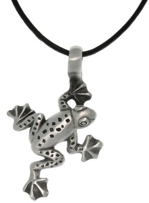 Schmuck Trends Zinn springender Frosch Anhänger mit 18 Zoll schwarzem Lederband Hals