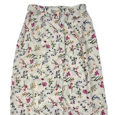 Vintage Jonathan Martin Floral Button Front Midi Skirt Cream Cottagecore Size M
