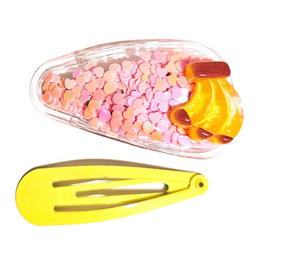 Banana Shaker Hair Clip Set Yellow Snap Barrettes Cute Kawaii Confetti Girl Gift