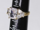 Sterling Silver RAJ Signed Clear Stones Prong Set Vermeil Cocktail Ring Size 7 — photo 5
