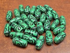60 PCS GREEN SWIRL TUBE GLASS GLASS BEADING BEADS 1"